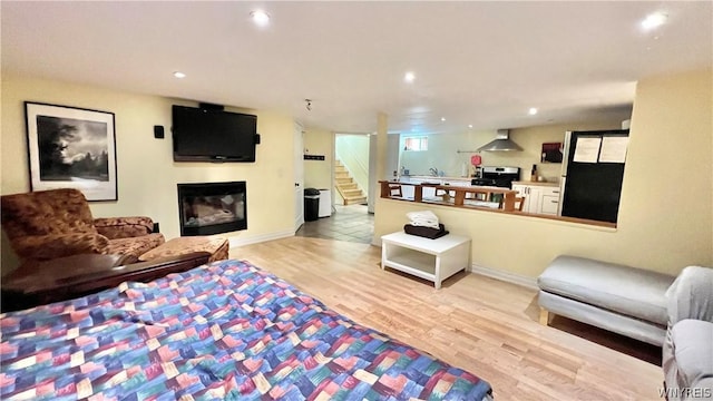 living room with light wood-type flooring