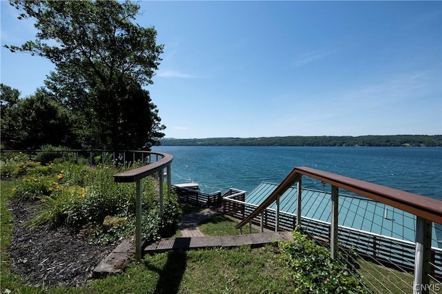 view of dock featuring a water view