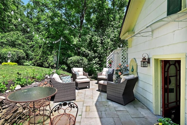 view of patio with an outdoor living space