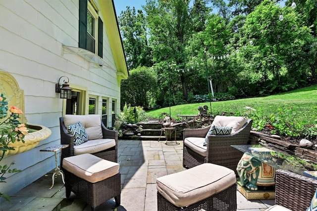 view of patio featuring an outdoor living space