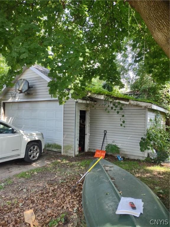 exterior space featuring a garage