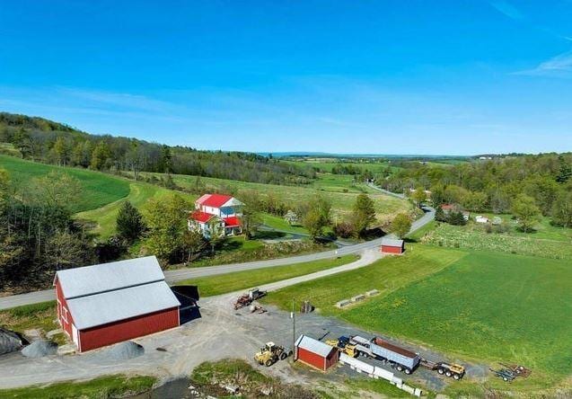 bird's eye view with a rural view