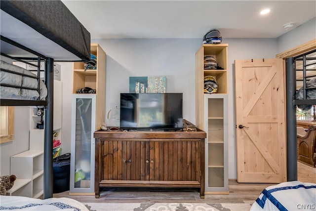 bedroom with hardwood / wood-style floors