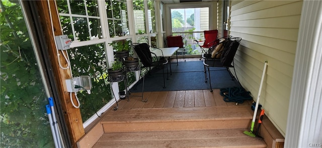 view of unfurnished sunroom