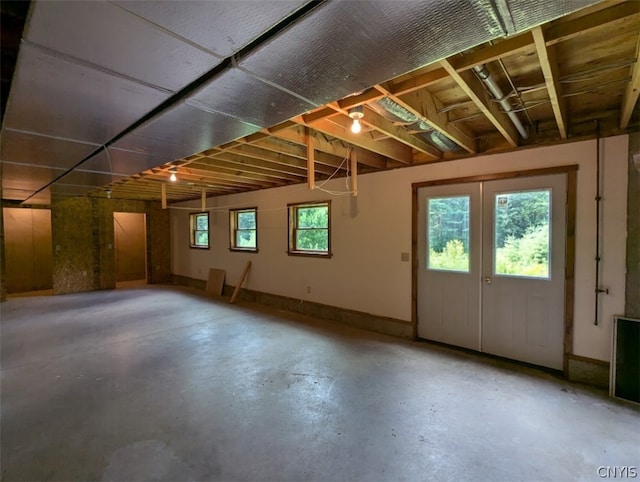 basement with french doors