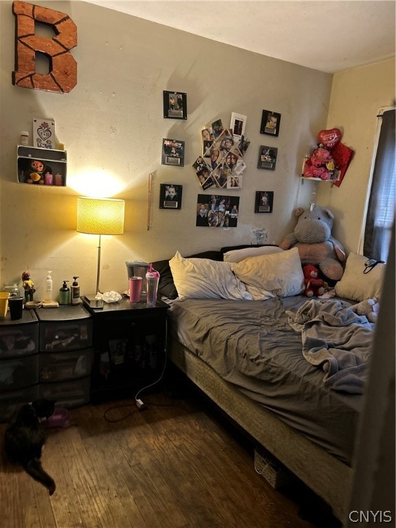 bedroom with hardwood / wood-style floors