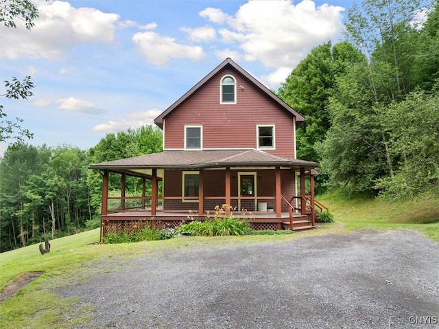 farmhouse with covered porch