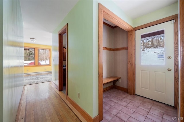 interior space featuring light tile patterned flooring