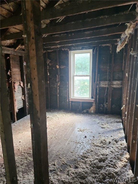 view of unfinished attic