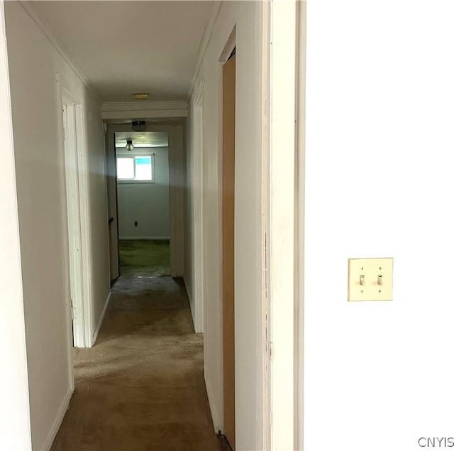 413 Fairview St, Watertown-City, NY 13601 - hall featuring carpet flooring, baseboards, and ornamental molding