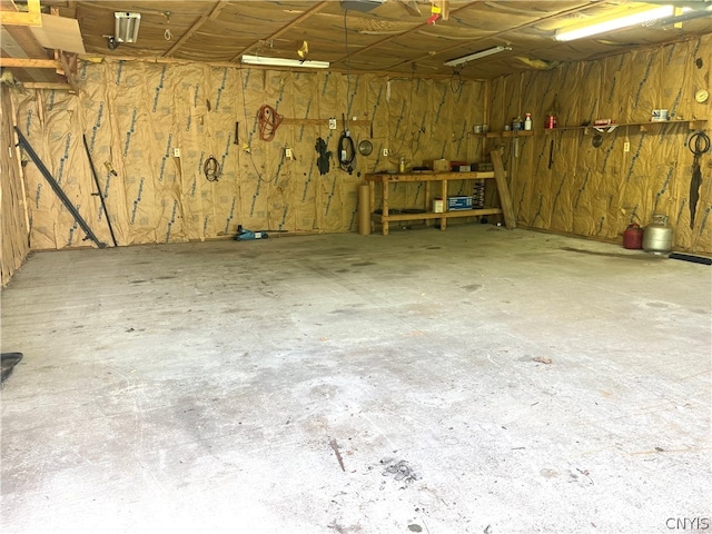 garage featuring a workshop area