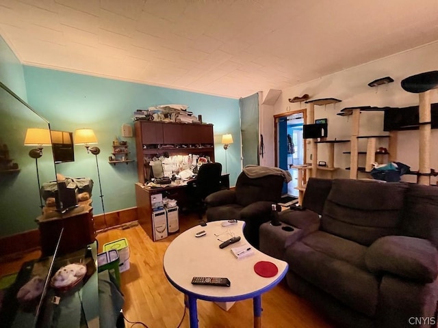 living area featuring light wood-style flooring