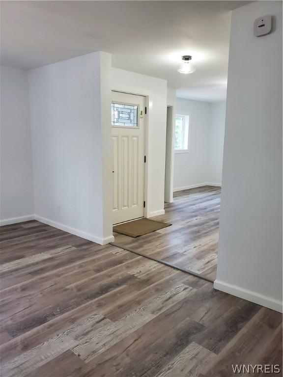 entryway with hardwood / wood-style flooring