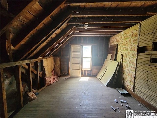 view of unfinished attic