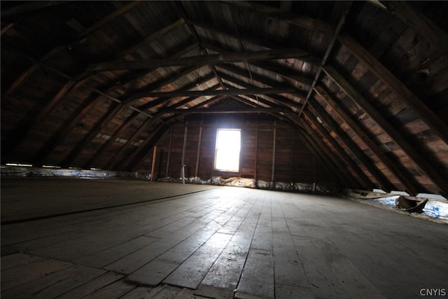 view of unfinished attic