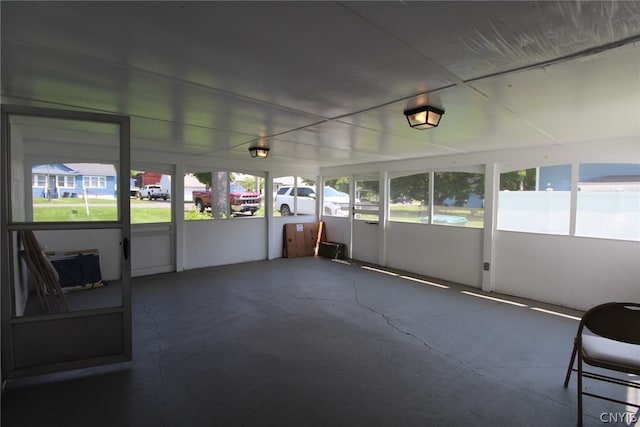 view of unfurnished sunroom