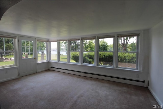 850 County Route 37, Hastings, NY 13036 - unfurnished sunroom featuring a baseboard radiator, plenty of natural light, and carpet