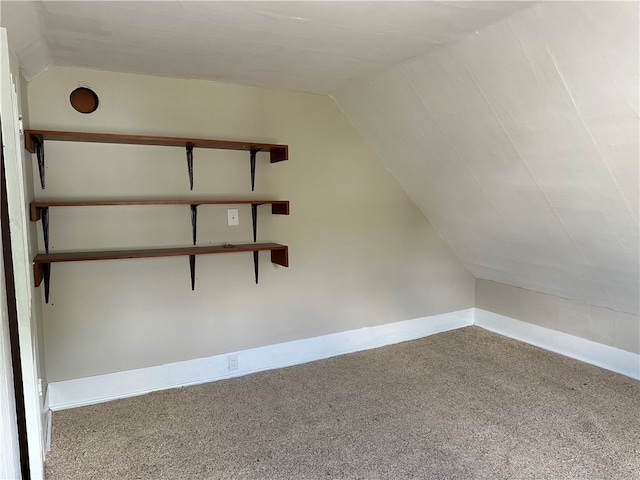 additional living space with carpet and vaulted ceiling