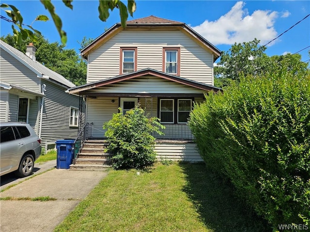 view of front facade featuring covered porch