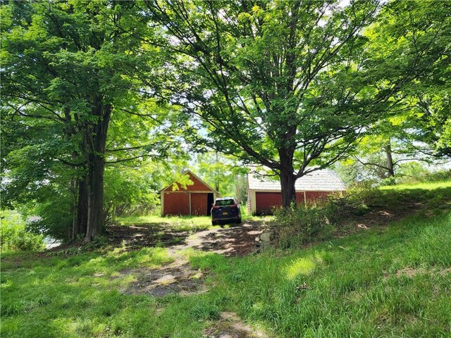 view of yard with an outdoor structure
