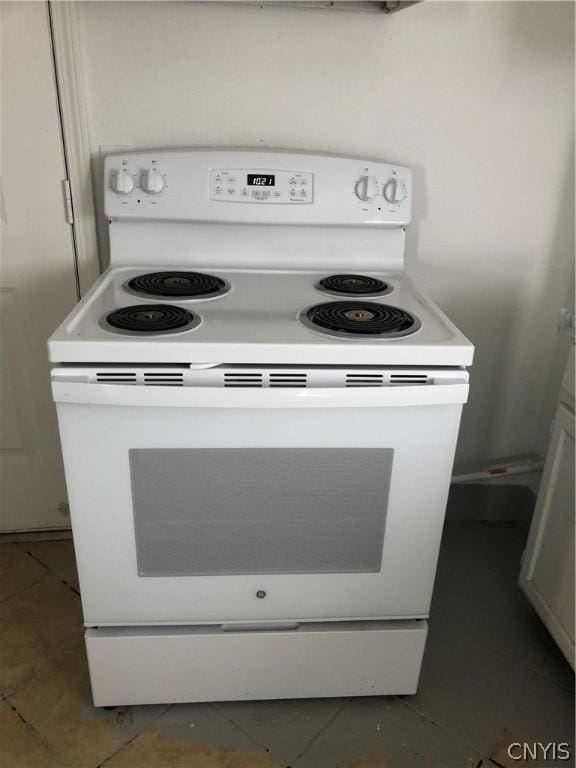 room details featuring white electric range oven