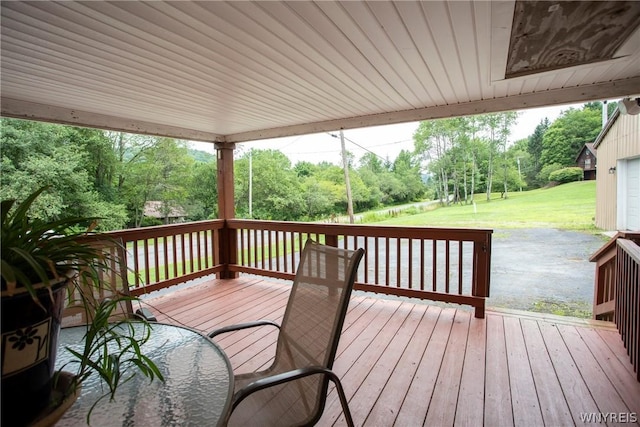 deck featuring a lawn