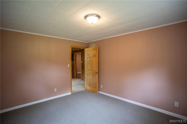 carpeted empty room with crown molding