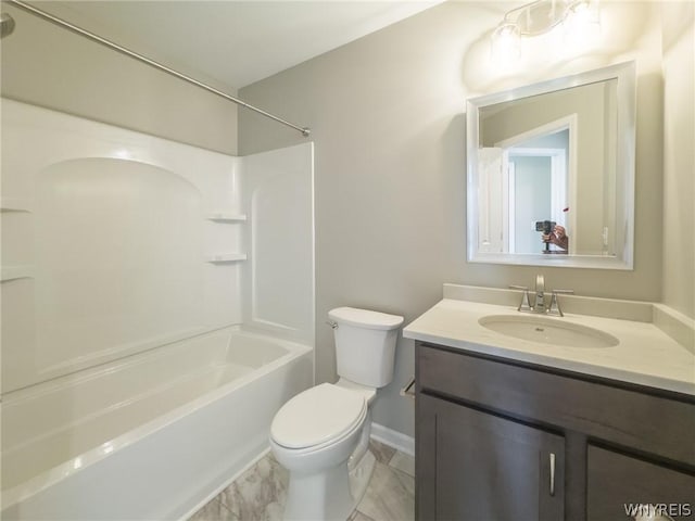 full bathroom featuring vanity, toilet, and shower / bath combination