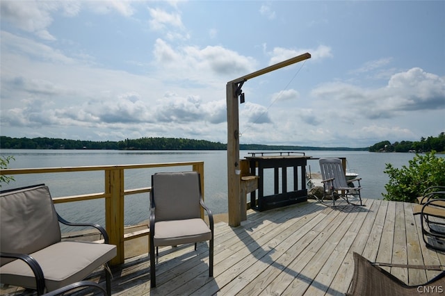 dock area featuring a water view