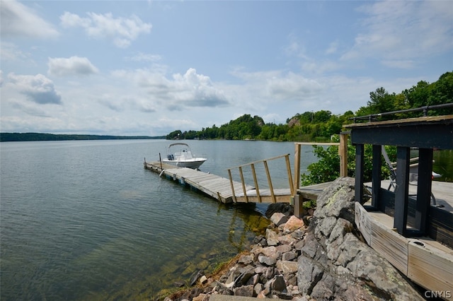 view of dock featuring a water view