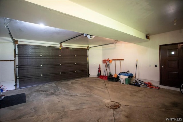 garage with a garage door opener