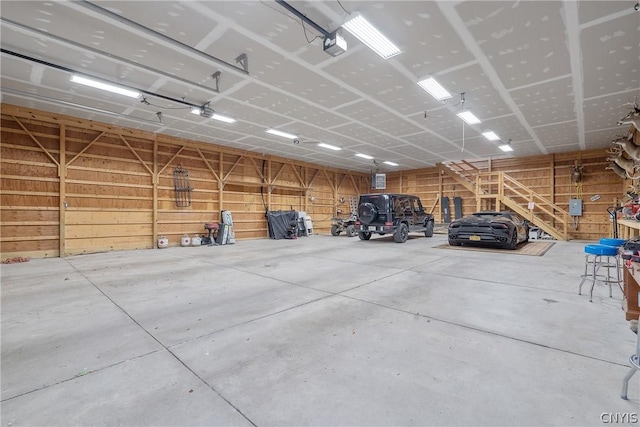 garage with a garage door opener