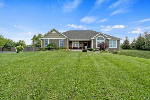 ranch-style home with a front yard