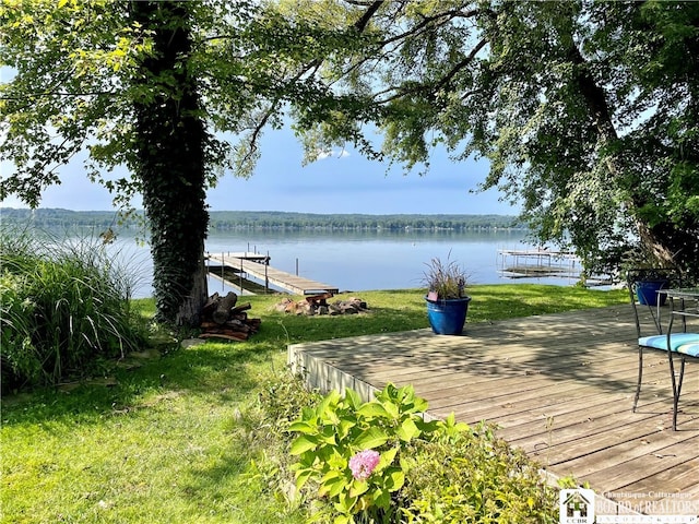 exterior space with a water view