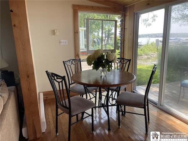 dining room with wood-type flooring