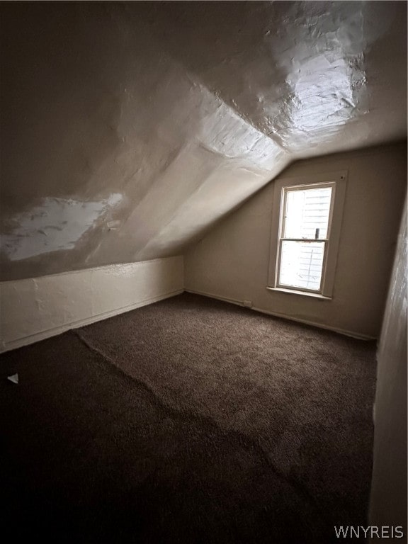 bonus room featuring carpet flooring and vaulted ceiling