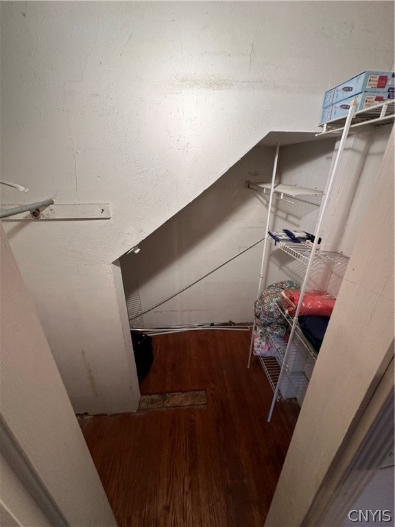 walk in closet featuring hardwood / wood-style floors