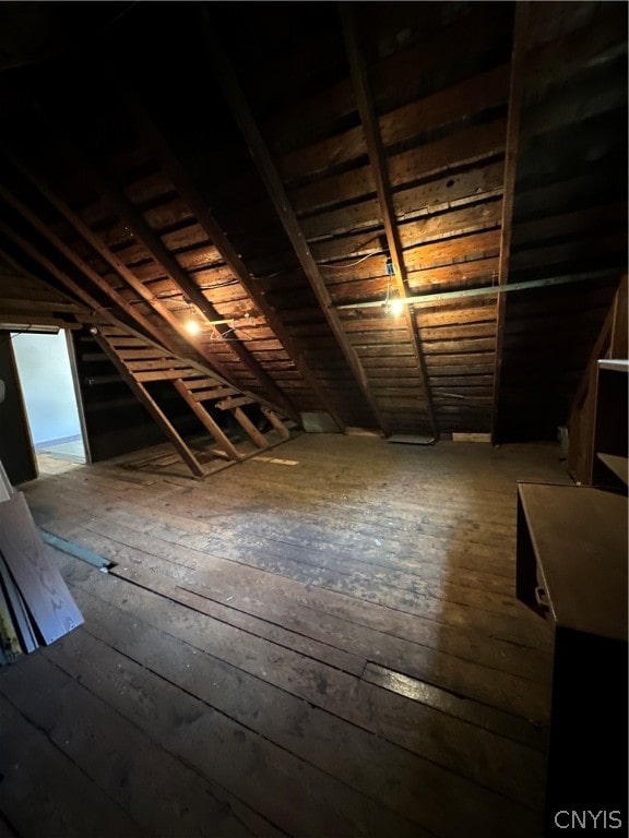 view of unfinished attic