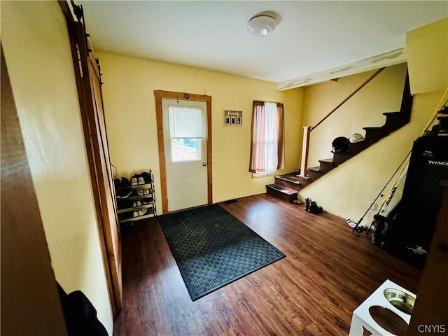 entryway featuring dark wood-type flooring