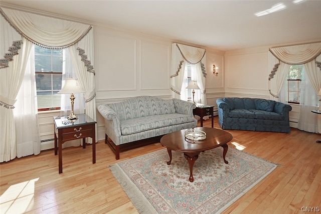 living room featuring light wood-type flooring