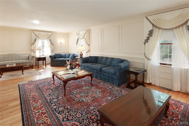 living room featuring light hardwood / wood-style floors