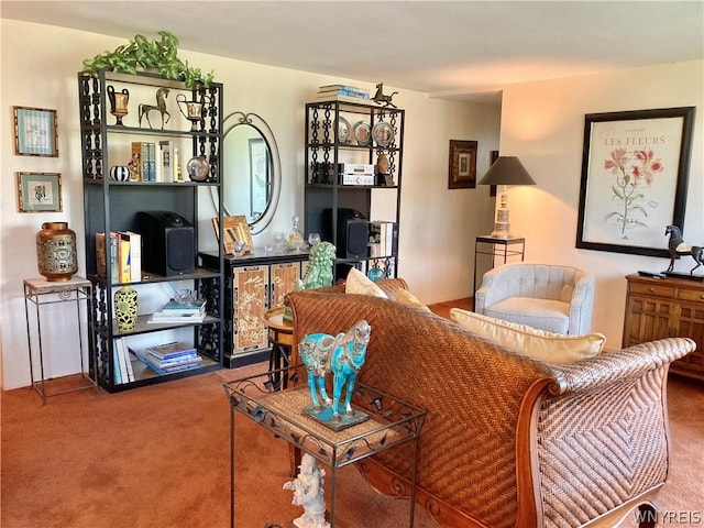 living room featuring carpet flooring