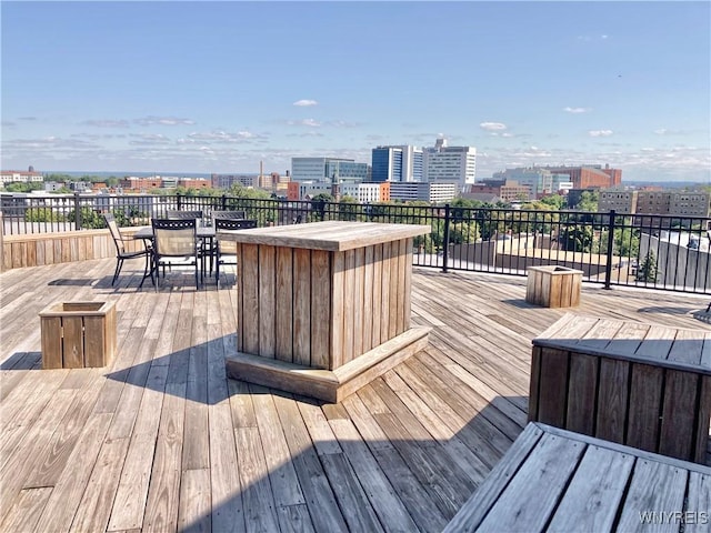 deck with a view of city