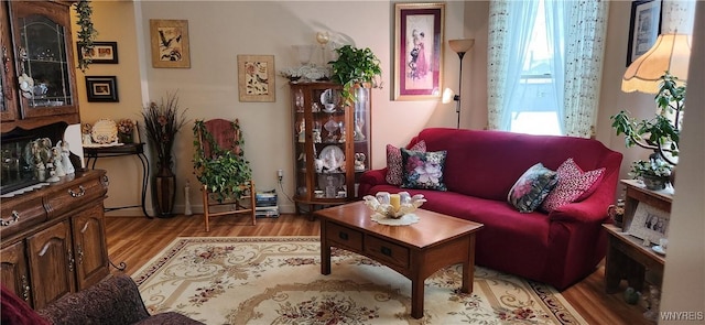 living room with light wood-type flooring