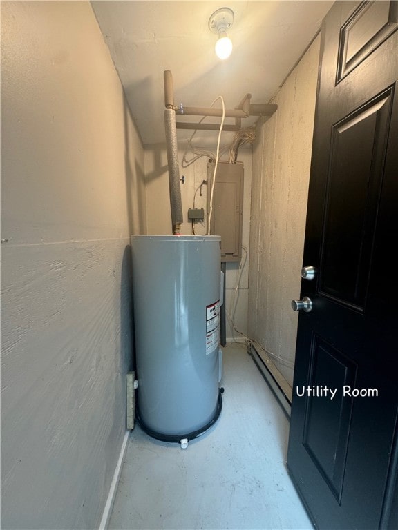 utilities with electric panel and water heater