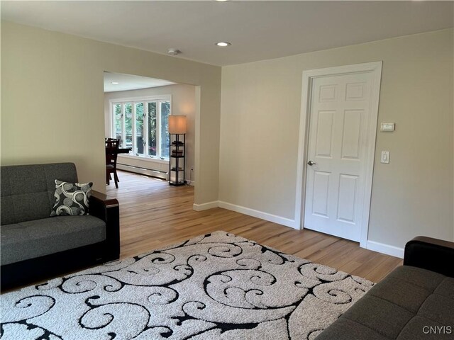 living room with light wood-type flooring