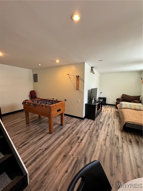 game room featuring hardwood / wood-style floors