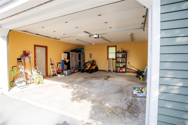 garage with a garage door opener