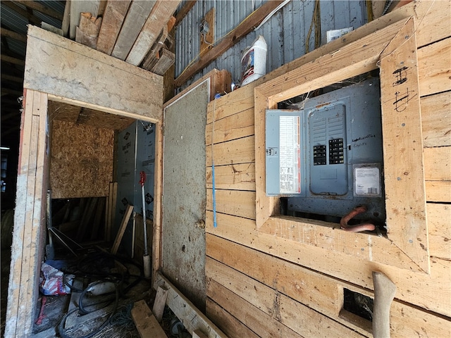 view of horse barn with electric panel