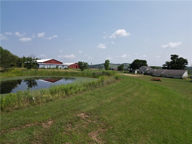 view of yard with a water view